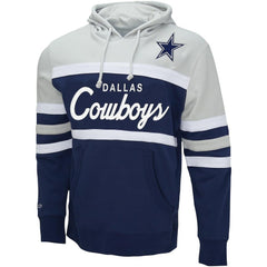 Dallas Cowboys Head Coach Pullover Hoodie Navy/Heather Gray | Mitchell & Ness