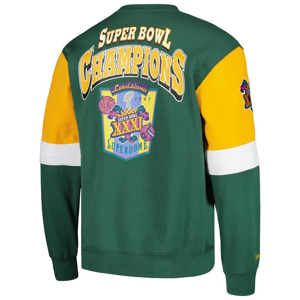 Green Bay Packers Gridiron Classics Allover 3.0 Pullover Sweatshirt Green | Mitchell & Ness