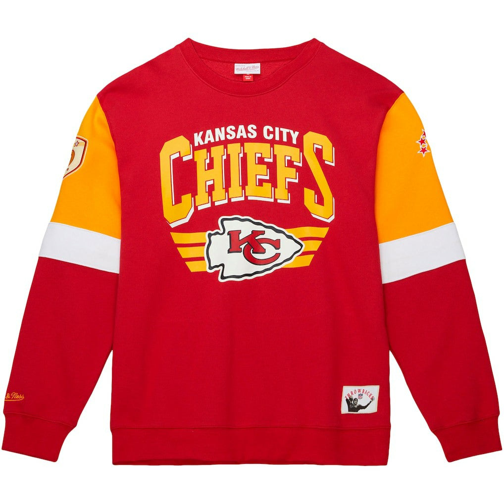 Kansas City Chiefs Gridiron Classics Allover 3.0 Pullover Sweatshirt Scarlet | Mitchell & Ness