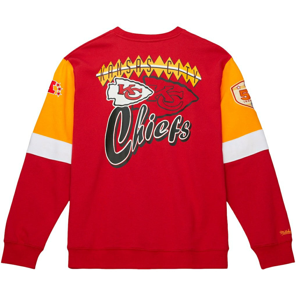 Kansas City Chiefs Gridiron Classics Allover 3.0 Pullover Sweatshirt Scarlet | Mitchell & Ness