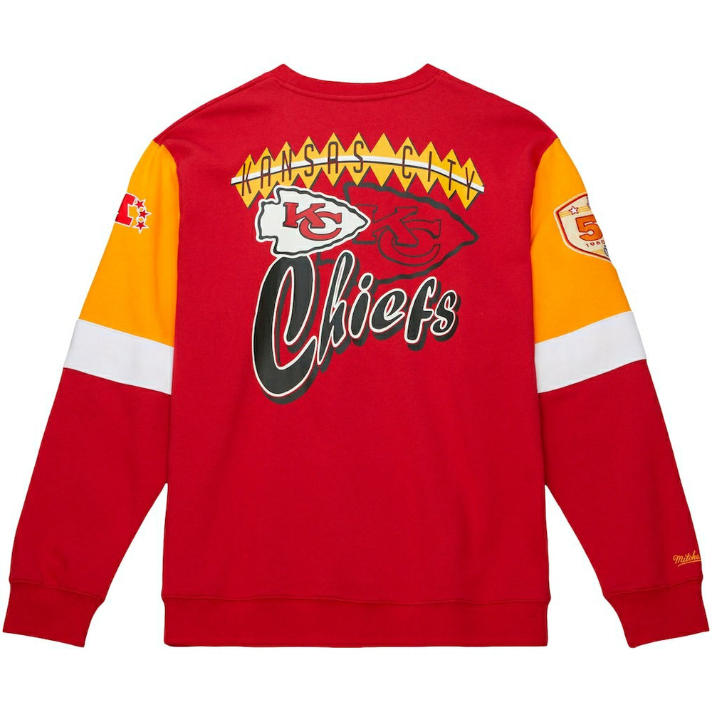 Kansas City Chiefs Gridiron Classics Allover 3.0 Pullover Sweatshirt Scarlet | Mitchell & Ness
