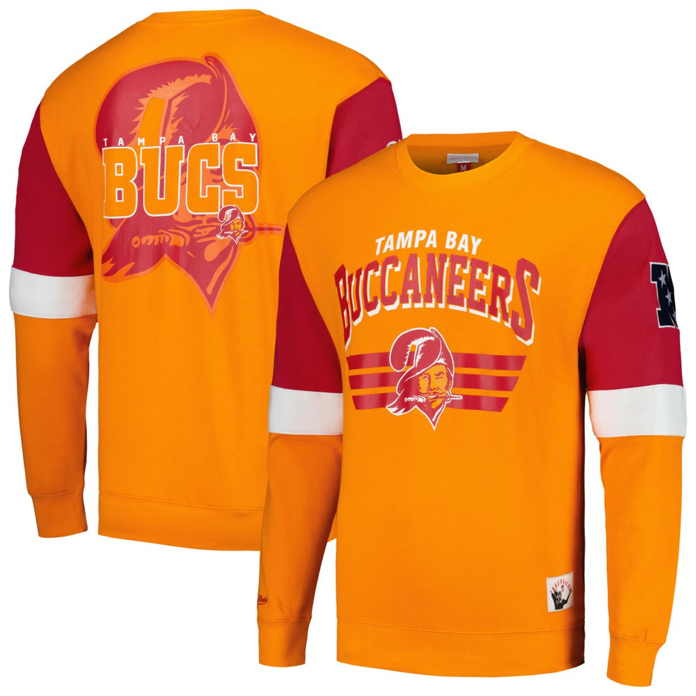 Tampa Bay Buccaneers Gridiron Classics Allover 3.0 Pullover Sweatshirt Orange | Mitchell & Ness