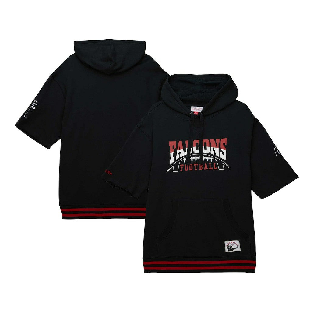 Atlanta Falcons Pre-Game Short Sleeve Pullover Hoodie Black | Mitchell & Ness
