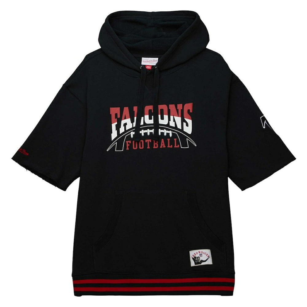 Atlanta Falcons Pre-Game Short Sleeve Pullover Hoodie Black | Mitchell & Ness