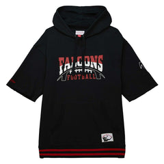 Atlanta Falcons Pre-Game Short Sleeve Pullover Hoodie Black | Mitchell & Ness