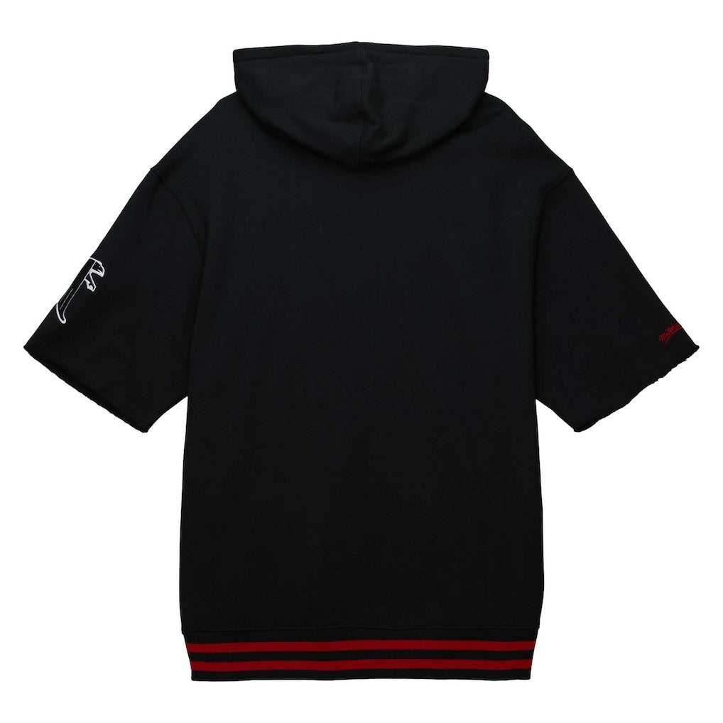 Atlanta Falcons Pre-Game Short Sleeve Pullover Hoodie Black | Mitchell & Ness