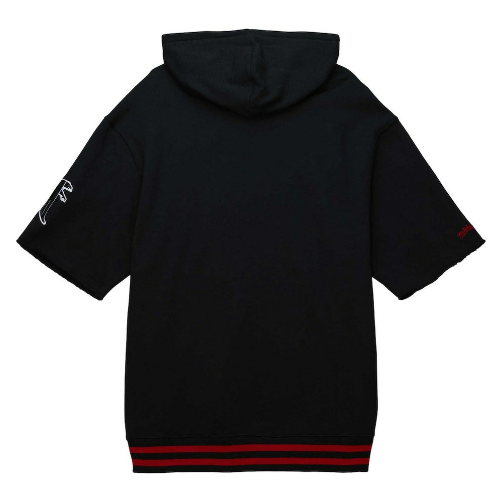 Atlanta Falcons Pre-Game Short Sleeve Pullover Hoodie Black | Mitchell & Ness