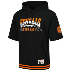 Cincinnati Bengals Pre-Game Short Sleeve Pullover Hoodie Black | Mitchell & Ness