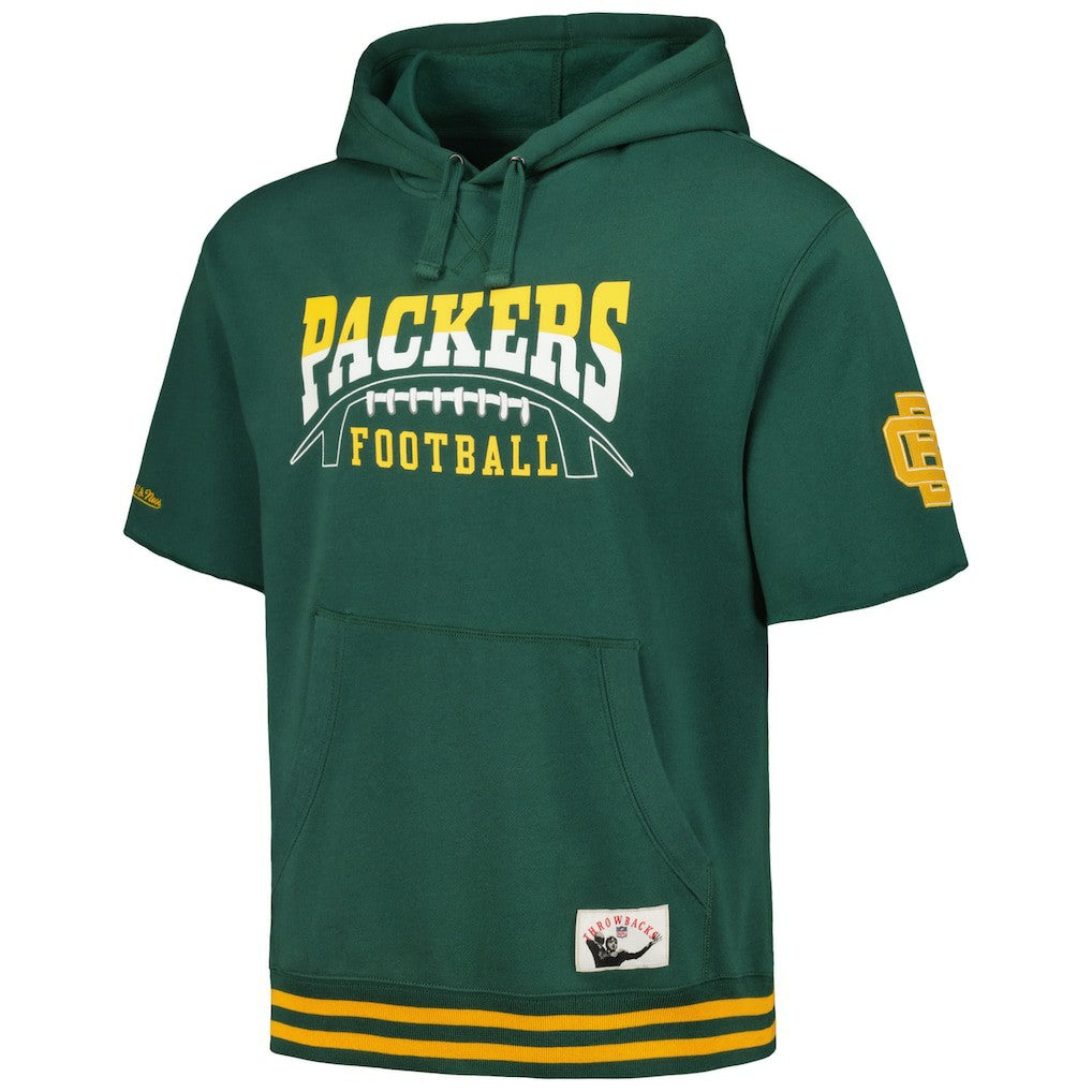 Green Bay Packers Pre-Game Short Sleeve Pullover Hoodie Green | Mitchell & Ness