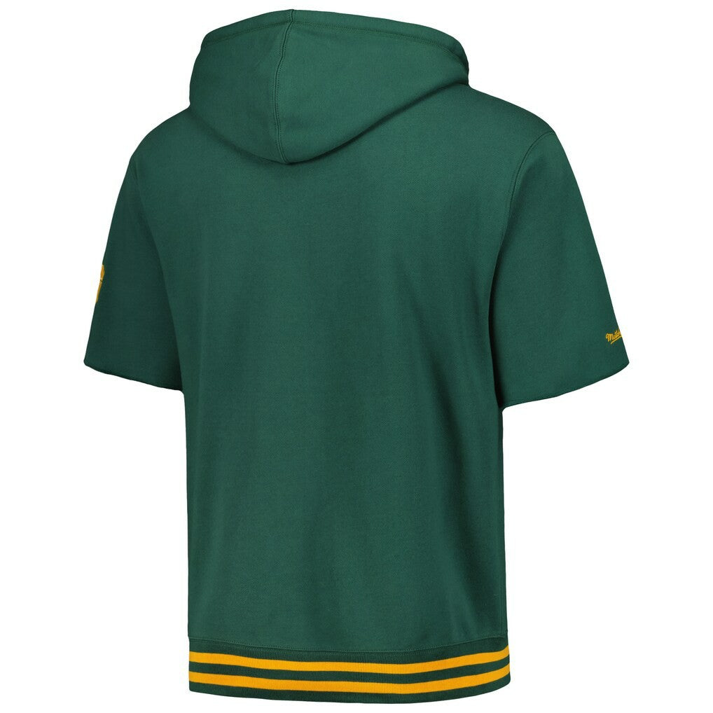 Green Bay Packers Pre-Game Short Sleeve Pullover Hoodie Green | Mitchell & Ness