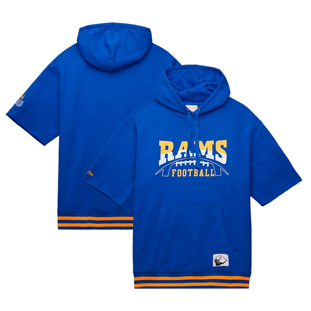 Los Angeles Rams Pre-Game Short Sleeve Pullover Hoodie Royal | Mitchell & Ness