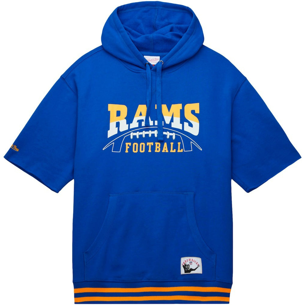 Los Angeles Rams Pre-Game Short Sleeve Pullover Hoodie Royal | Mitchell & Ness