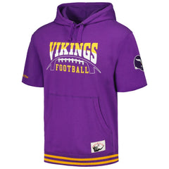 Minnesota Vikings Pre-Game Short Sleeve Pullover Hoodie Purple | Mitchell & Ness