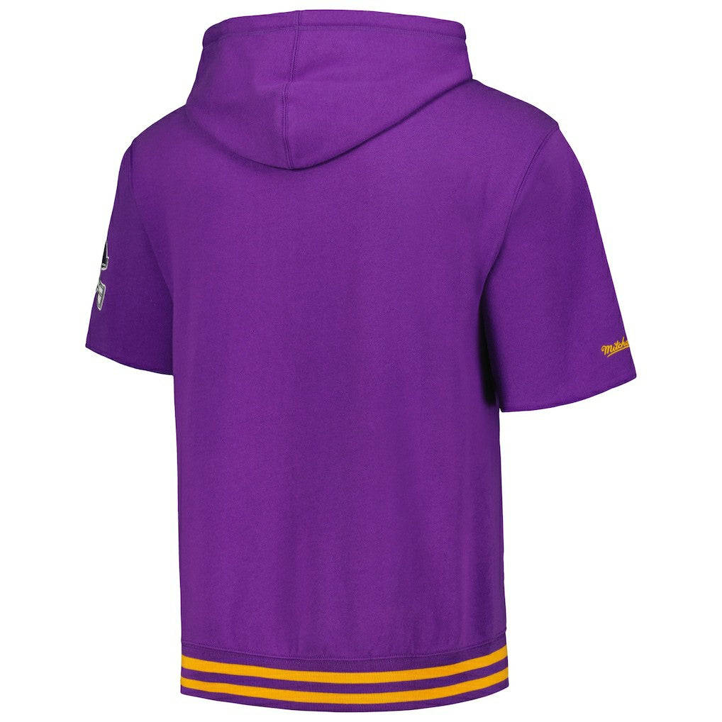 Minnesota Vikings Pre-Game Short Sleeve Pullover Hoodie Purple | Mitchell & Ness