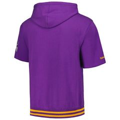 Minnesota Vikings Pre-Game Short Sleeve Pullover Hoodie Purple | Mitchell & Ness