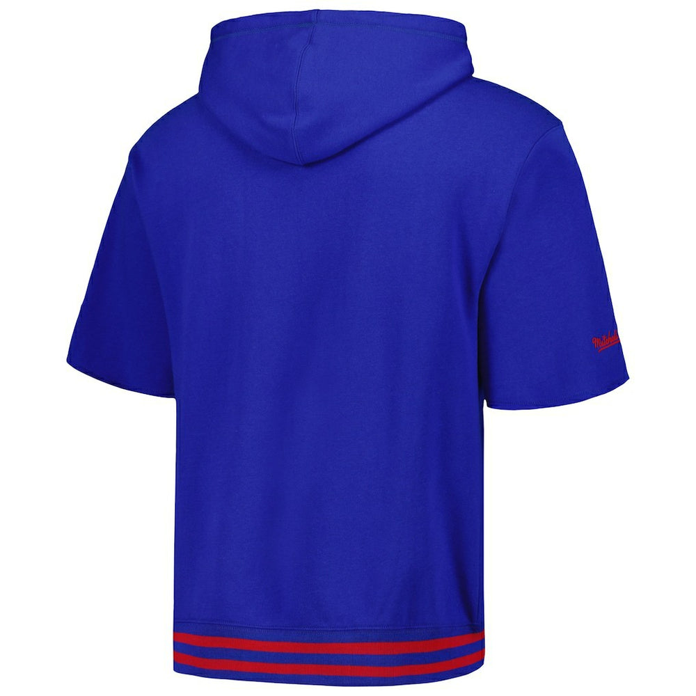 New England Patriots Pre-Game Short Sleeve Pullover Hoodie Royal | Mitchell & Ness