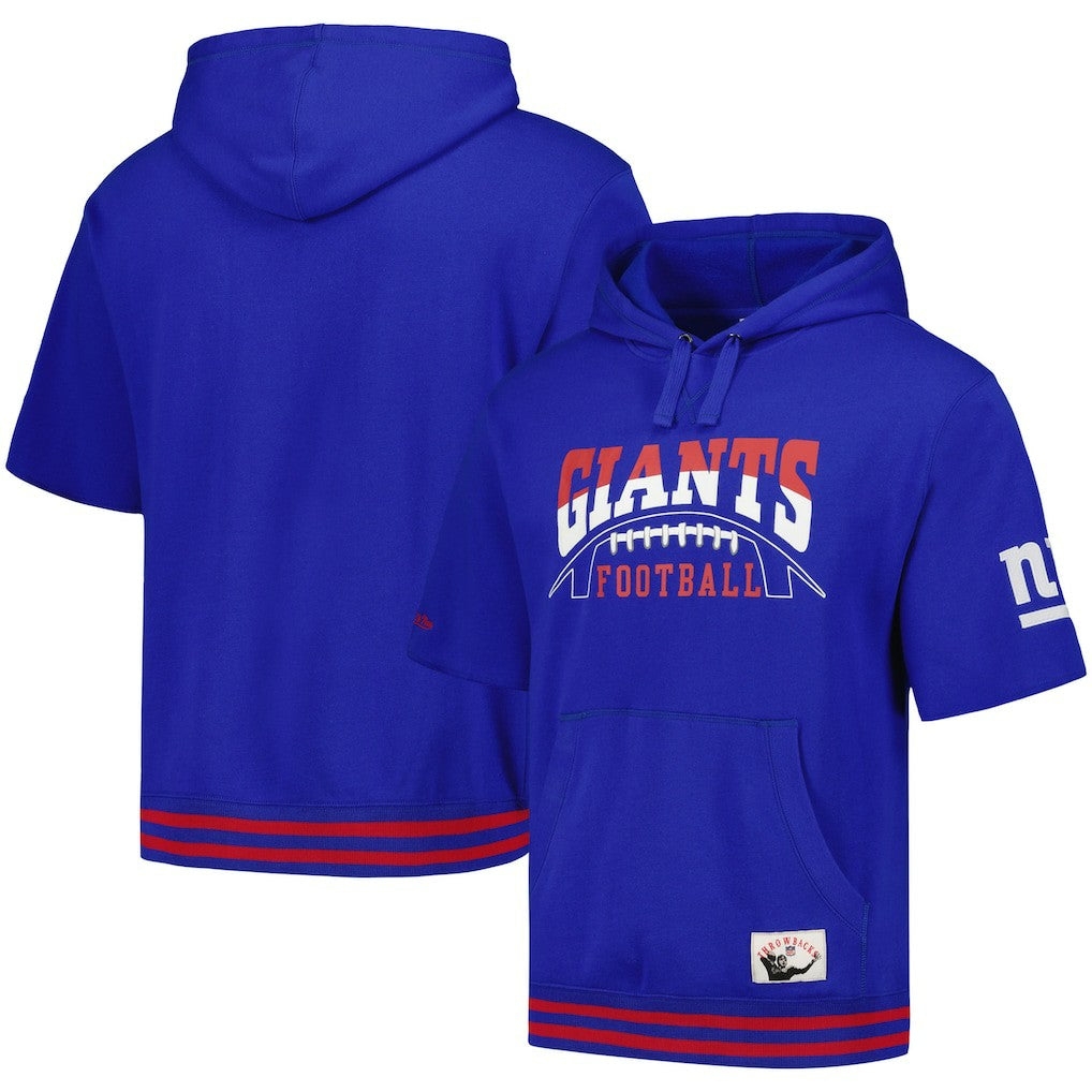 New York Giants Pre-Game Short Sleeve Pullover Hoodie Royal | Mitchell & Ness
