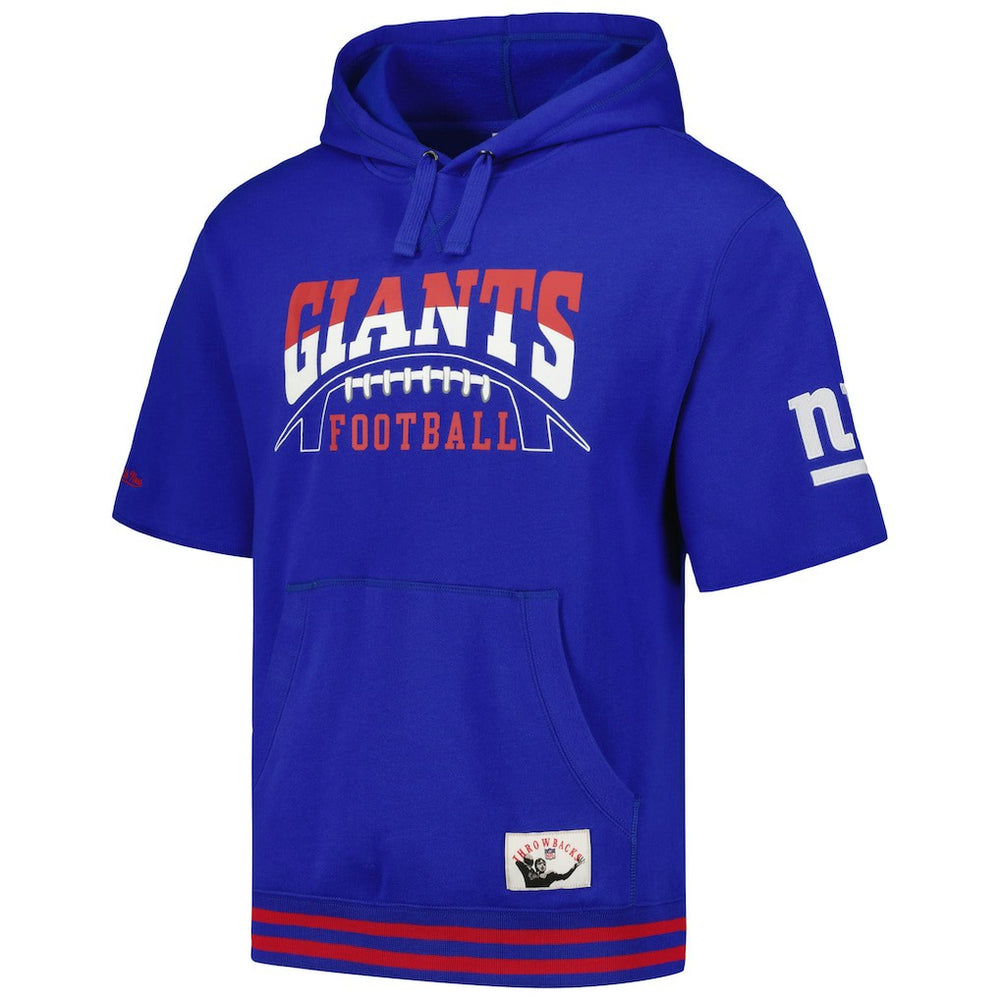 New York Giants Pre-Game Short Sleeve Pullover Hoodie Royal | Mitchell & Ness