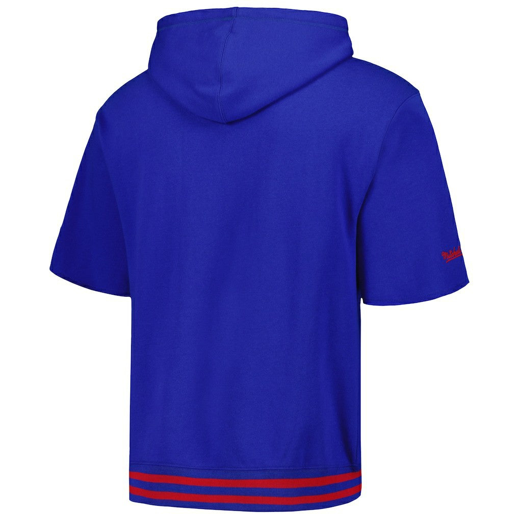 New York Giants Pre-Game Short Sleeve Pullover Hoodie Royal | Mitchell & Ness