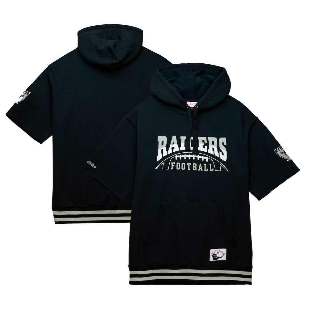 Las Vegas Raiders Pre-Game Short Sleeve Pullover Hoodie Black | Mitchell & Ness