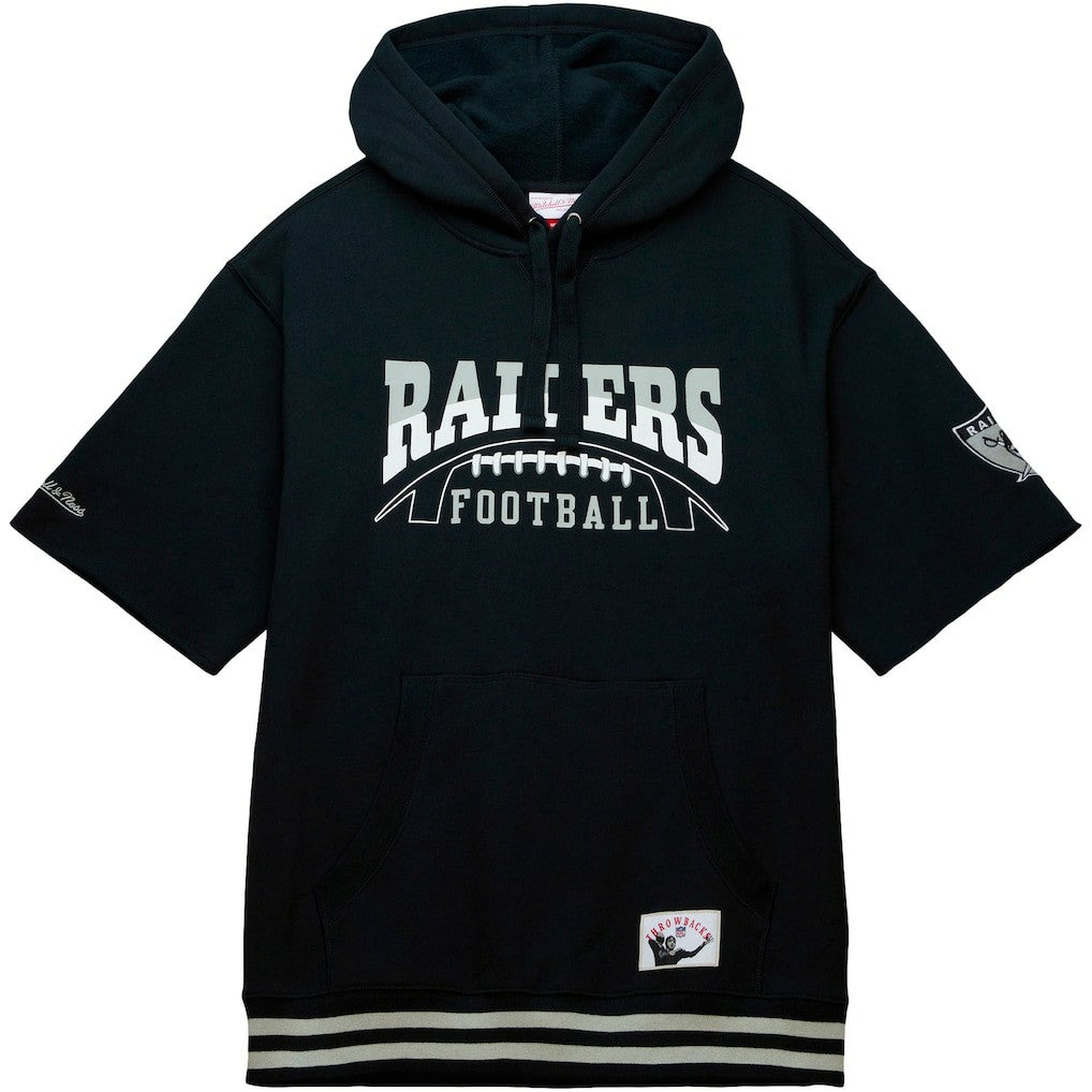 Las Vegas Raiders Pre-Game Short Sleeve Pullover Hoodie Black | Mitchell & Ness