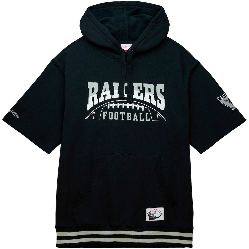 Las Vegas Raiders Pre-Game Short Sleeve Pullover Hoodie Black | Mitchell & Ness