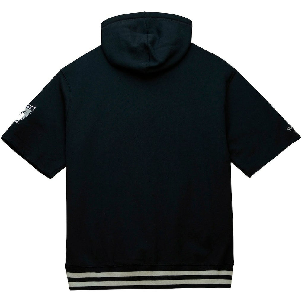 Las Vegas Raiders Pre-Game Short Sleeve Pullover Hoodie Black | Mitchell & Ness