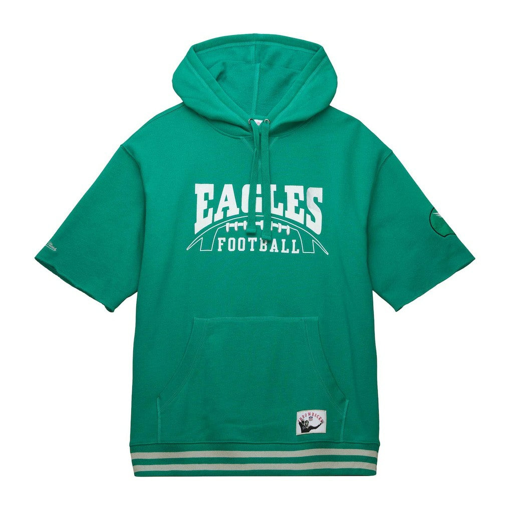 Philadelphia Eagles Pre-Game Short Sleeve Pullover Hoodie Kelly Green | Mitchell & Ness