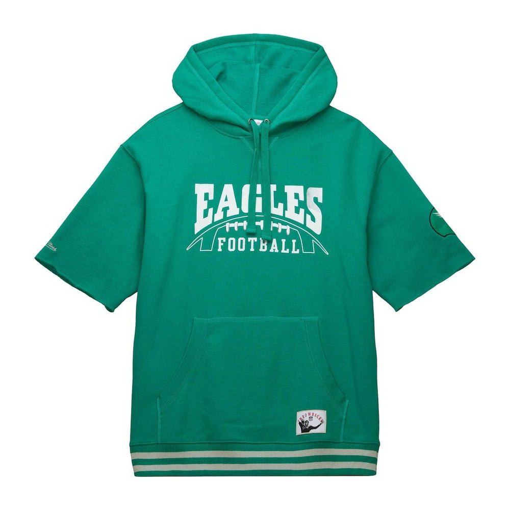 Philadelphia Eagles Pre-Game Short Sleeve Pullover Hoodie Kelly Green | Mitchell & Ness
