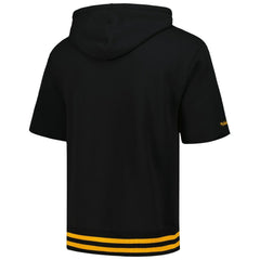 Pittsburgh Steelers Pre-Game Short Sleeve Pullover Hoodie Black | Mitchell & Ness