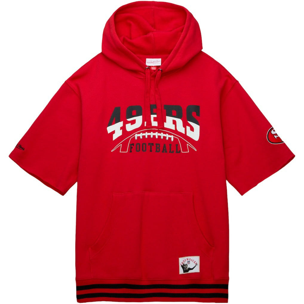 San Francisco 49ers Pre-Game Short Sleeve Pullover Hoodie Scarlet | Mitchell & Ness
