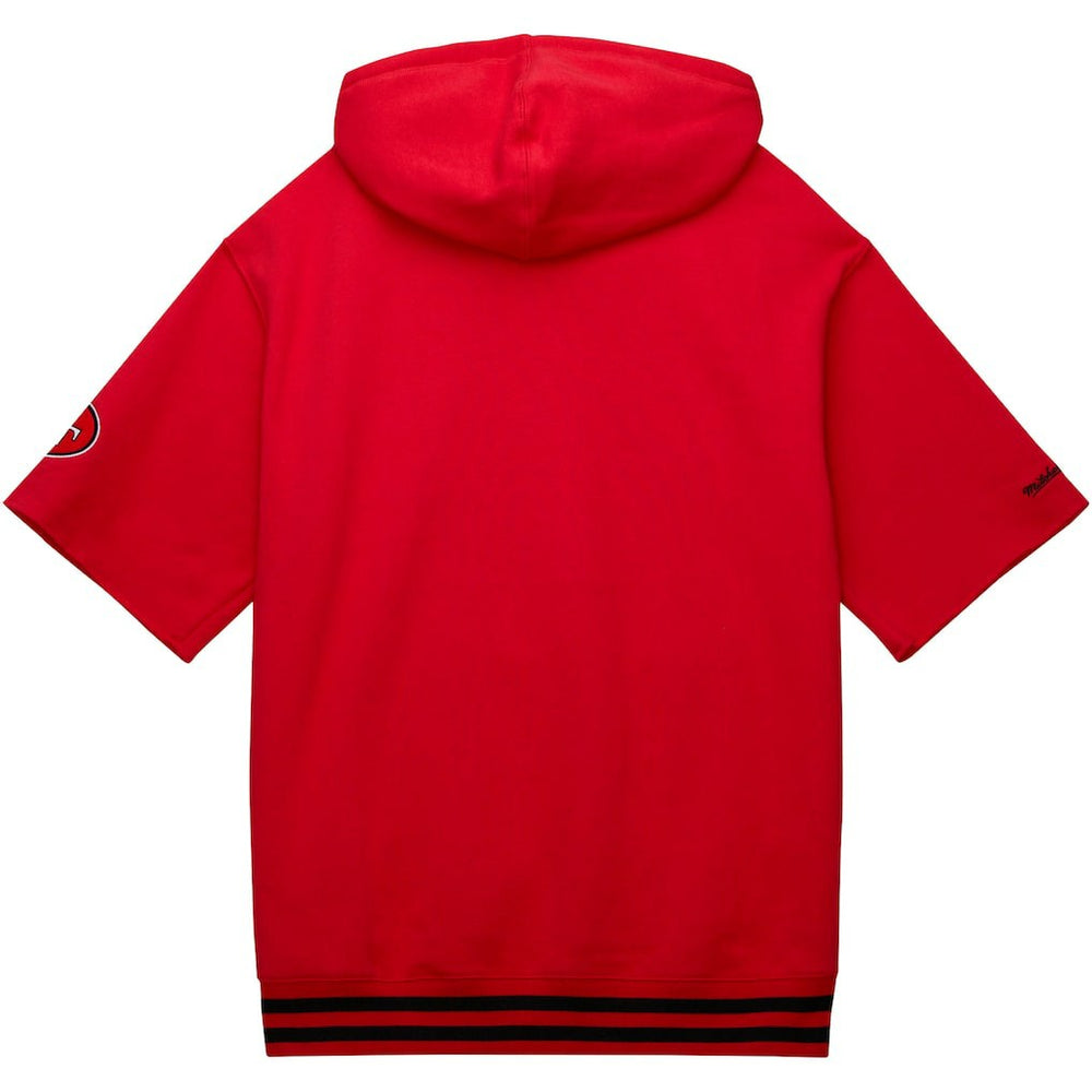 San Francisco 49ers Pre-Game Short Sleeve Pullover Hoodie Scarlet | Mitchell & Ness