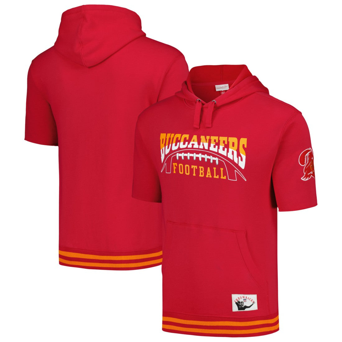 Tampa Bay Buccaneers Pre-Game Short Sleeve Pullover Hoodie Red | Mitchell & Ness