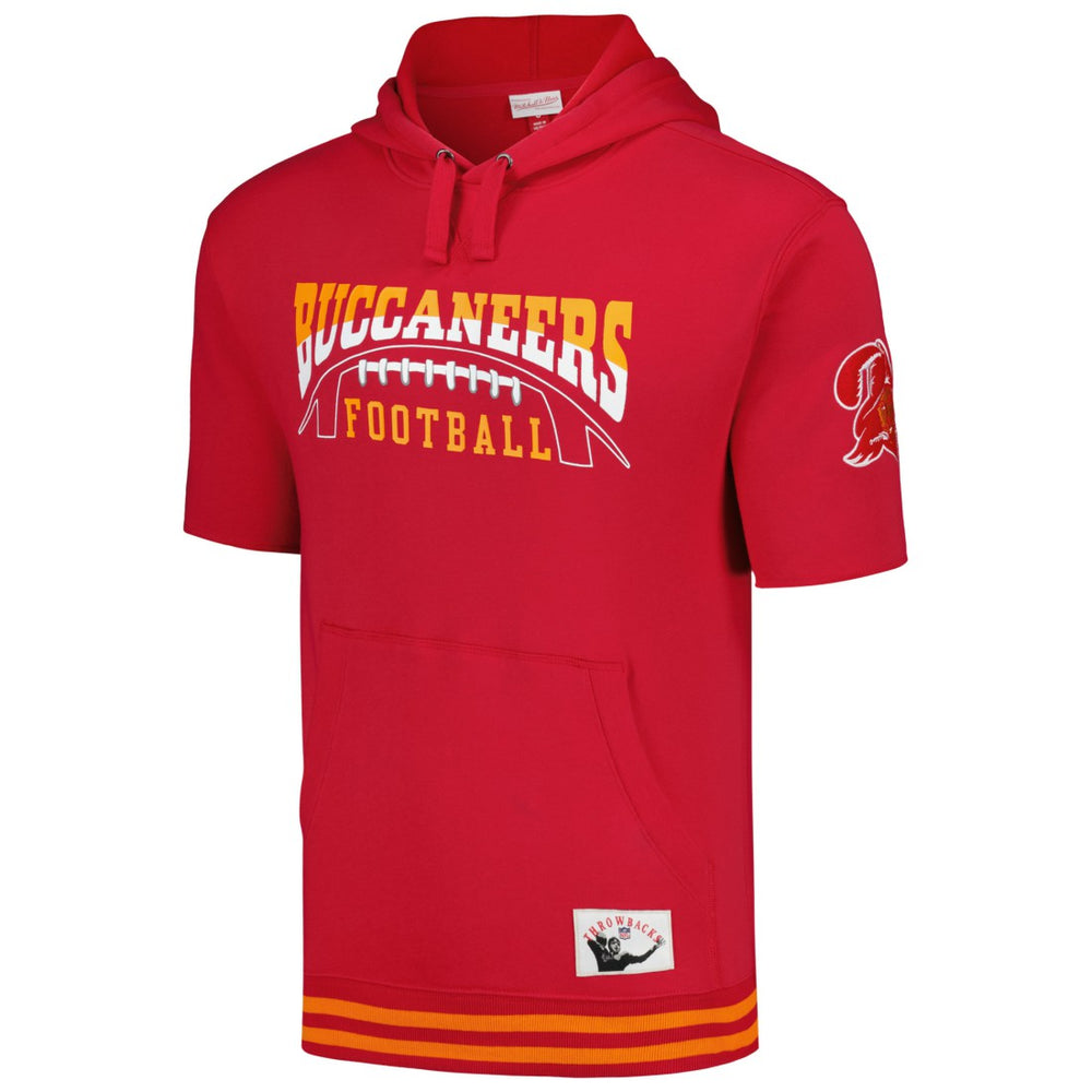 Tampa Bay Buccaneers Pre-Game Short Sleeve Pullover Hoodie Red | Mitchell & Ness