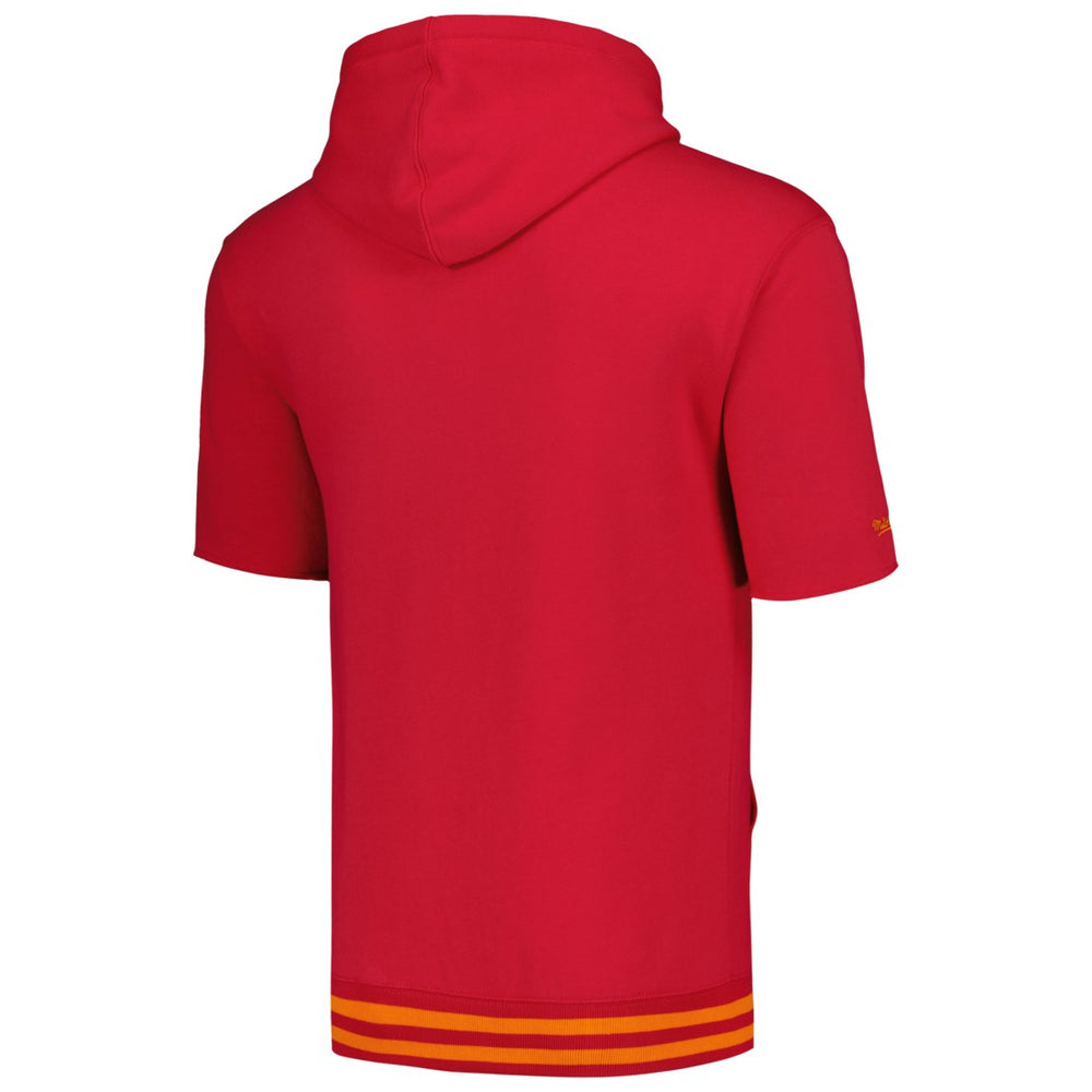 Tampa Bay Buccaneers Pre-Game Short Sleeve Pullover Hoodie Red | Mitchell & Ness