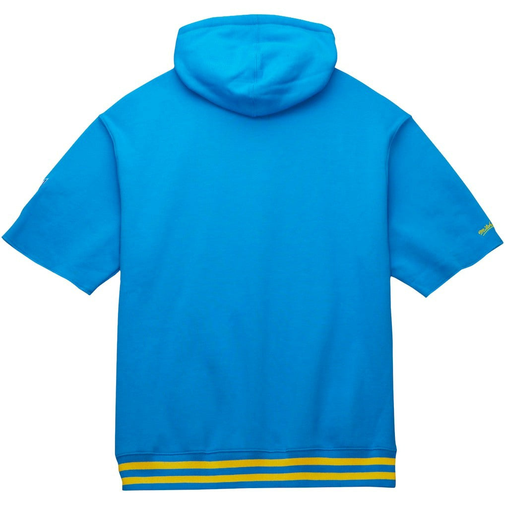 Los Angeles Chargers Pre-Game Short Sleeve Pullover Hoodie Powder Blue | Mitchell & Ness