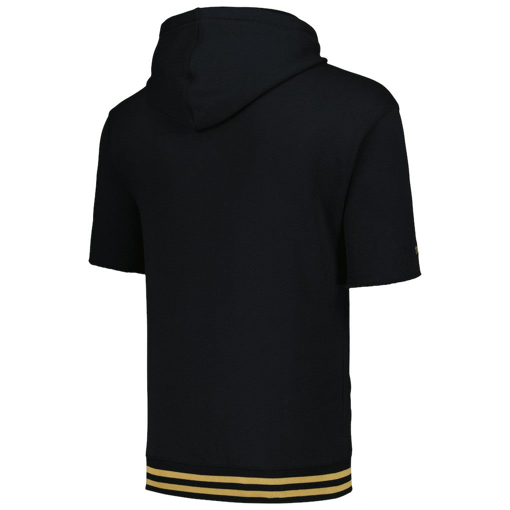 New Orleans Saints Pre-Game Short Sleeve Pullover Hoodie Black | Mitchell & Ness