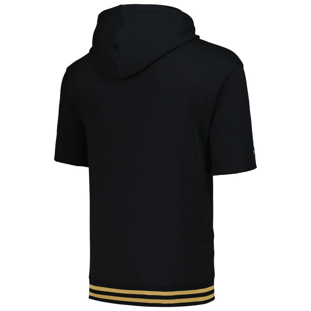 New Orleans Saints Pre-Game Short Sleeve Pullover Hoodie Black | Mitchell & Ness