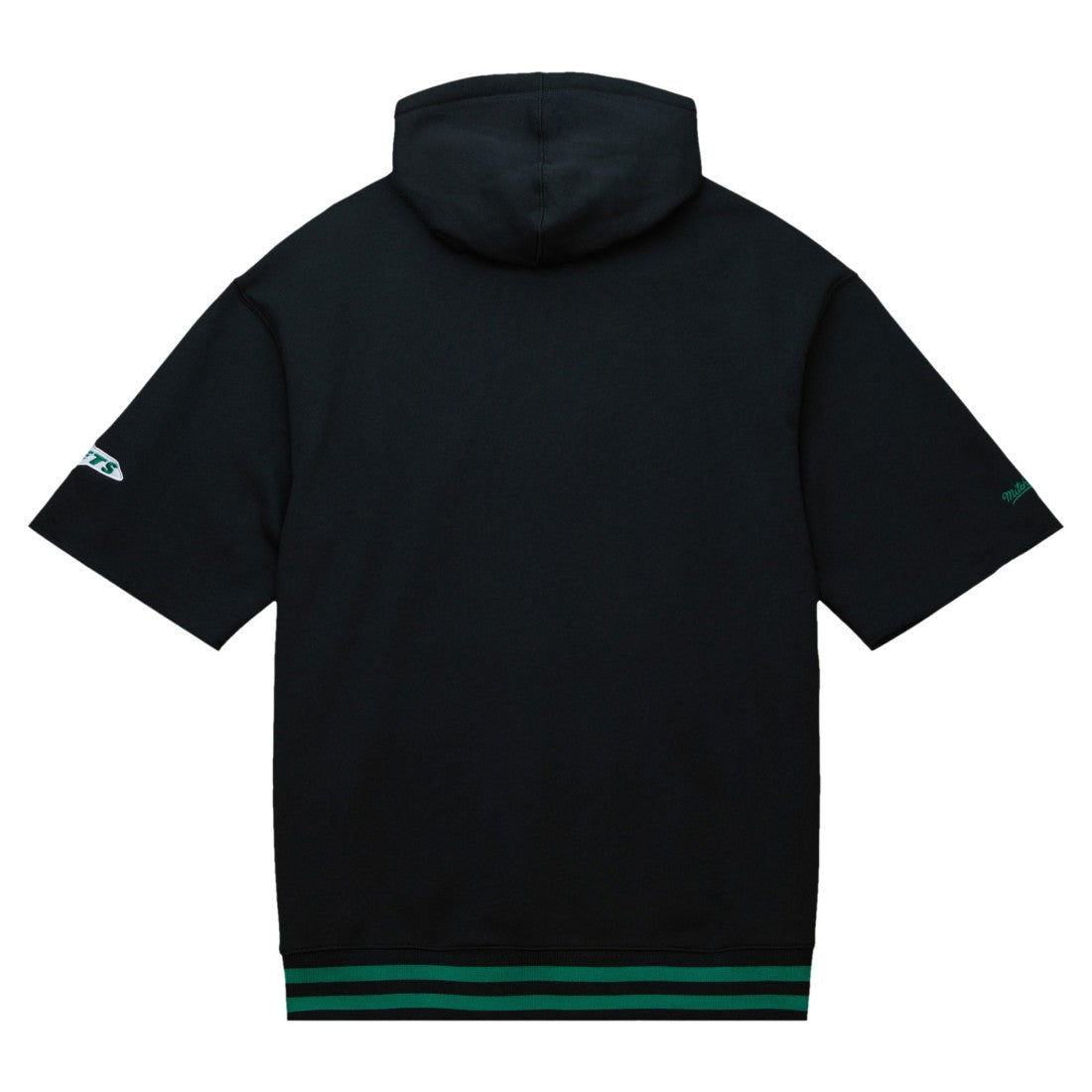 New York Jets Pre-Game Short Sleeve Pullover Hoodie Black | Mitchell & Ness