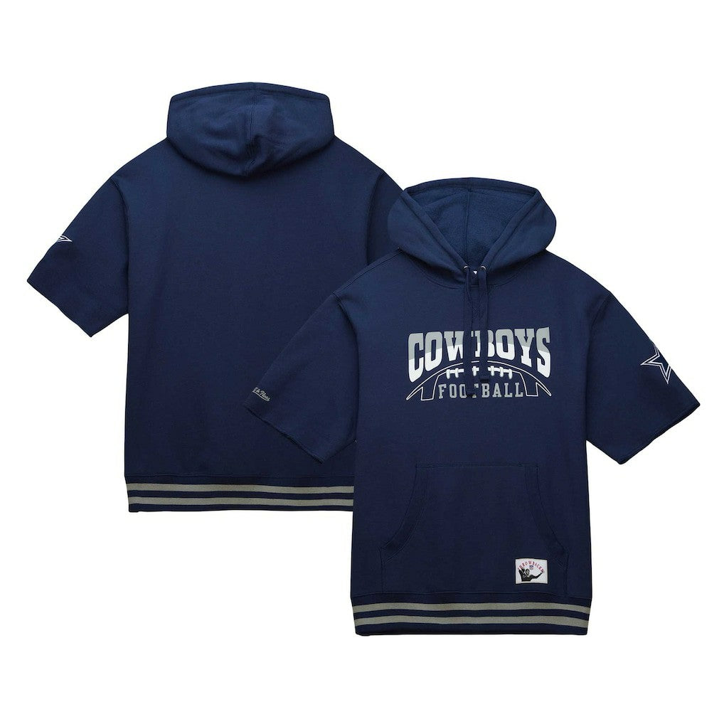 Dallas Cowboys Pre-Game Short Sleeve Pullover Hoodie Navy | Mitchell & Ness