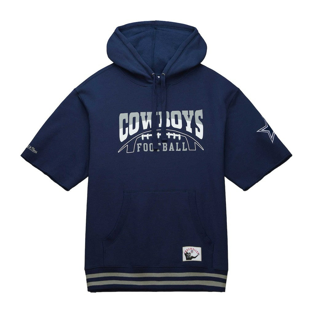 Dallas Cowboys Pre-Game Short Sleeve Pullover Hoodie Navy | Mitchell & Ness