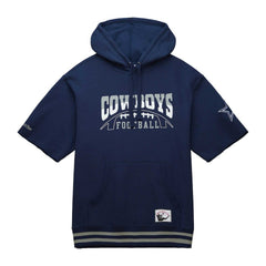 Dallas Cowboys Pre-Game Short Sleeve Pullover Hoodie Navy | Mitchell & Ness