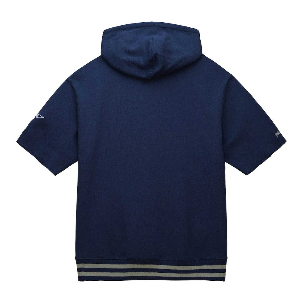 Dallas Cowboys Pre-Game Short Sleeve Pullover Hoodie Navy | Mitchell & Ness