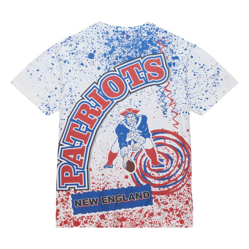 New England Patriots Team Burst Sublimated T-Shirt White | Mitchell & Ness
