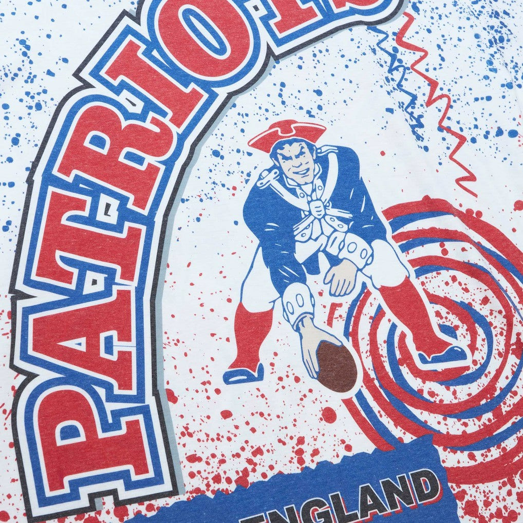 New England Patriots Team Burst Sublimated T-Shirt White | Mitchell & Ness