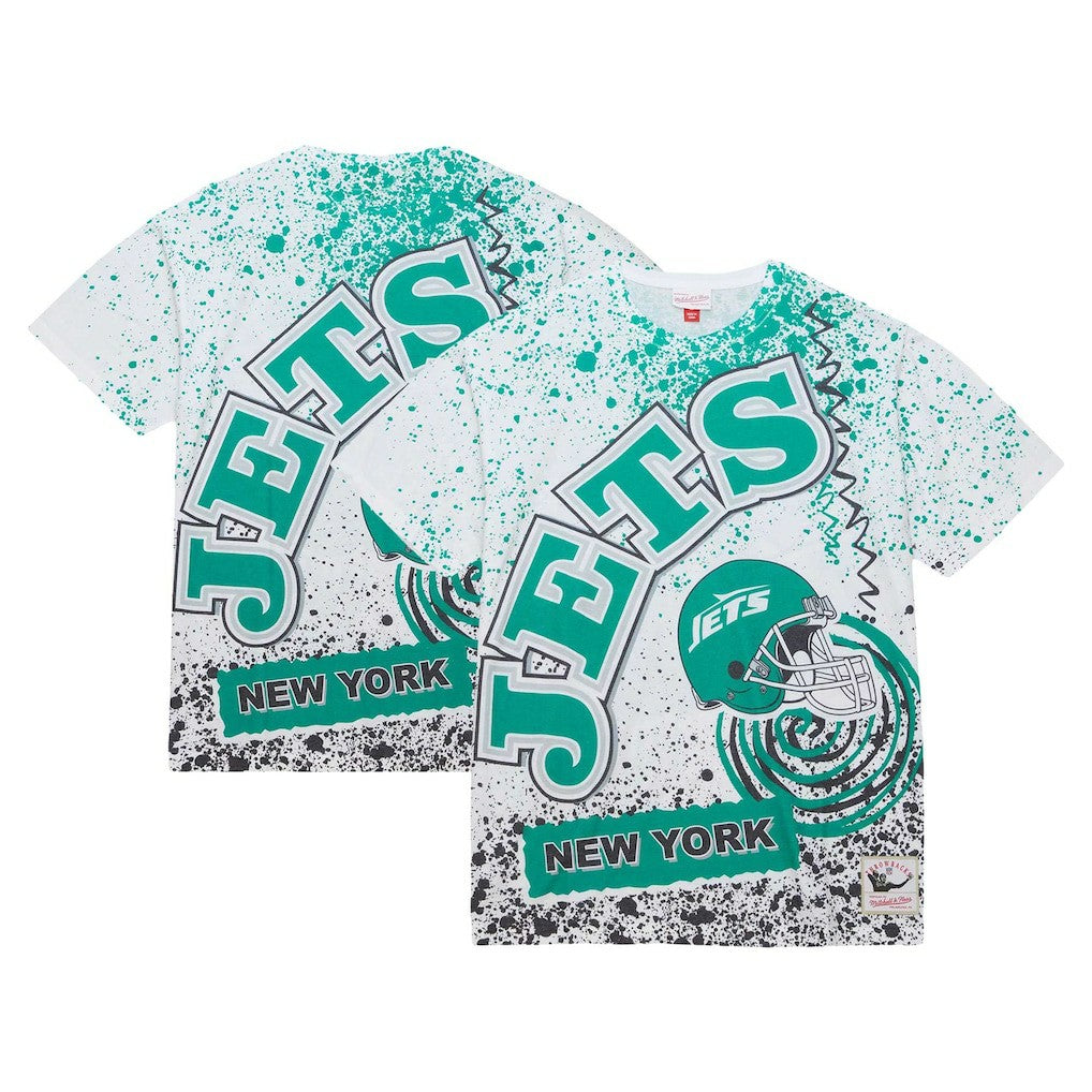 New York Jets Team Burst Sublimated T-Shirt White | Mitchell & Ness