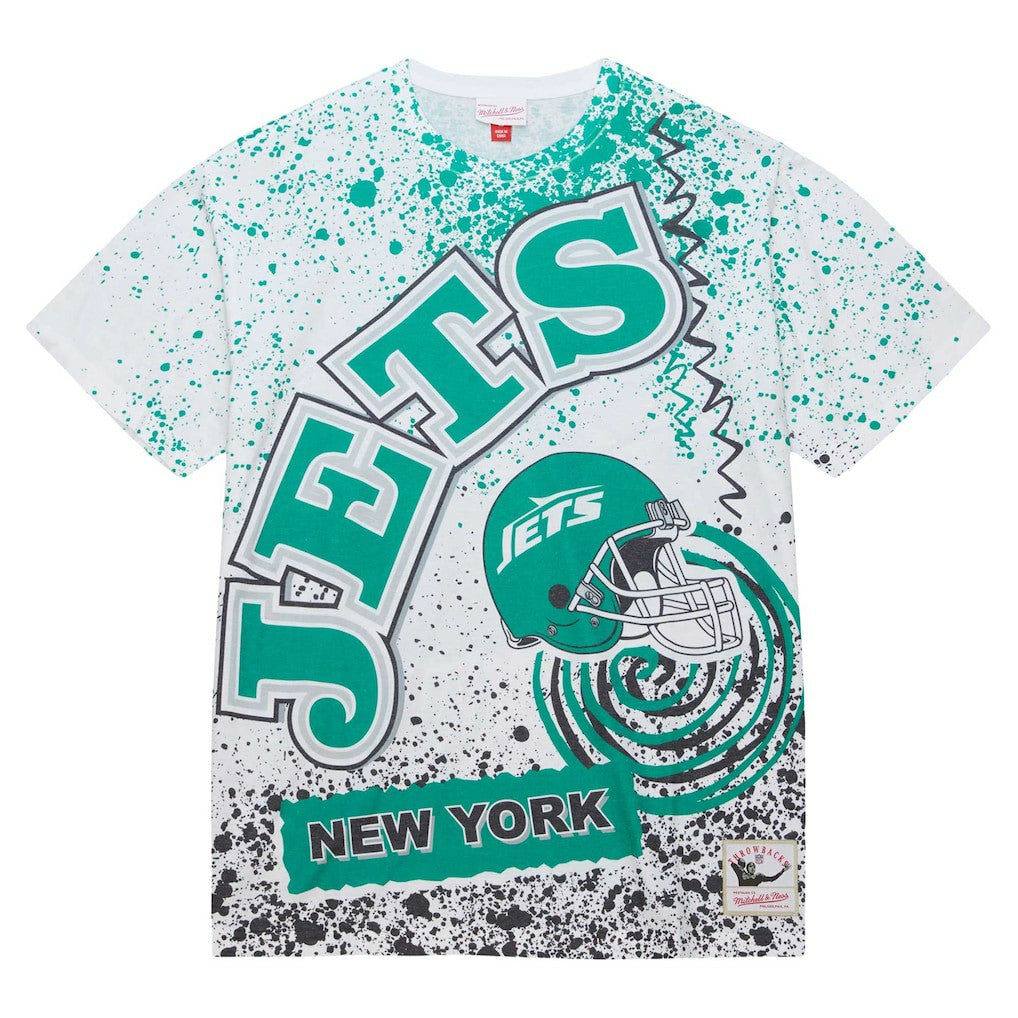 New York Jets Team Burst Sublimated T-Shirt White | Mitchell & Ness