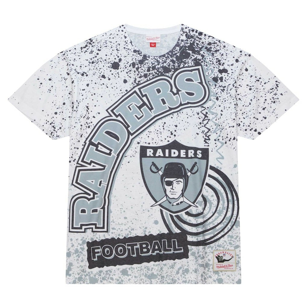 Las Vegas Raiders Team Burst Sublimated T-Shirt White | Mitchell & Ness