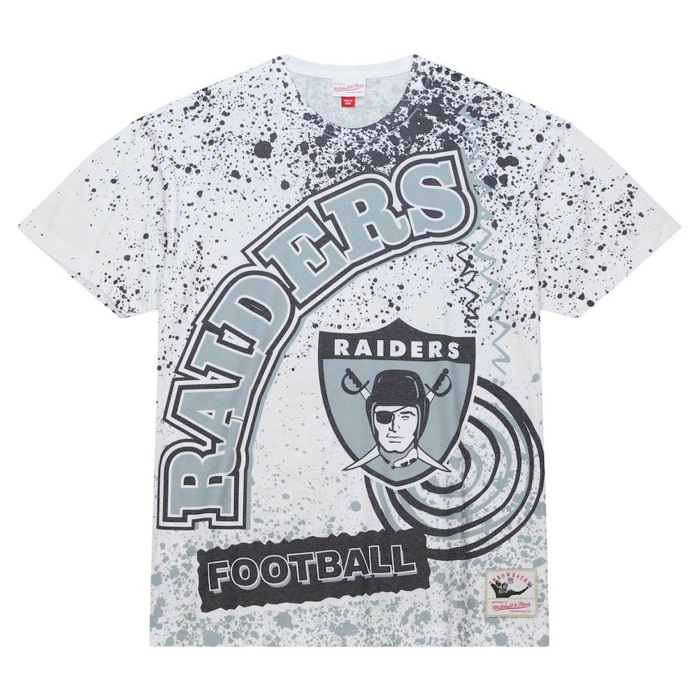 Las Vegas Raiders Team Burst Sublimated T-Shirt White | Mitchell & Ness