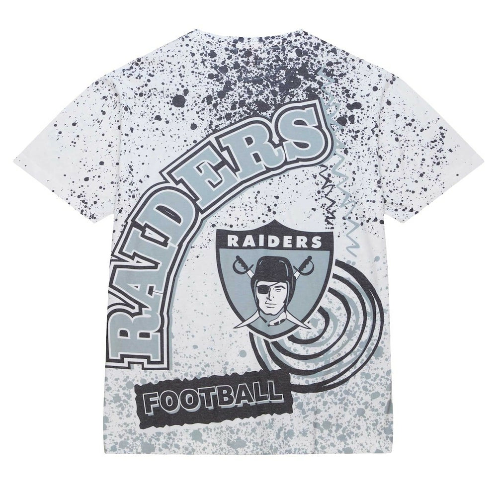 Las Vegas Raiders Team Burst Sublimated T-Shirt White | Mitchell & Ness